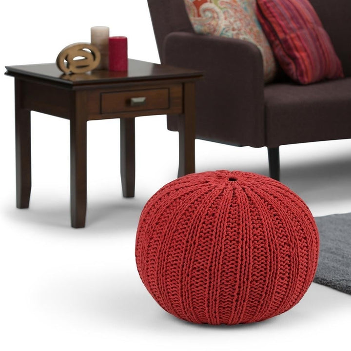 Simpli Home Shelby Round Pouf Hand Knit Cotton 20 Inch Lightweight Accent Furniture Image 9