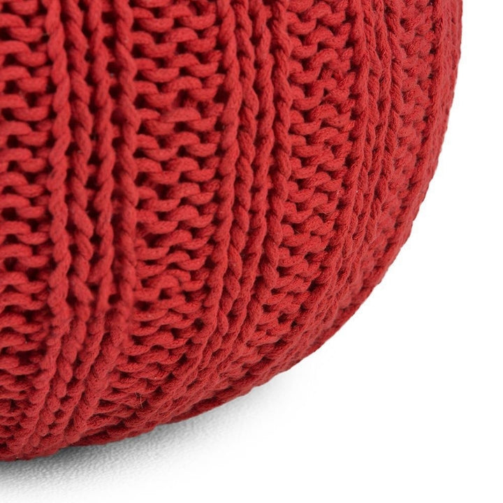 Simpli Home Shelby Round Pouf Hand Knit Cotton 20 Inch Lightweight Accent Furniture Image 12