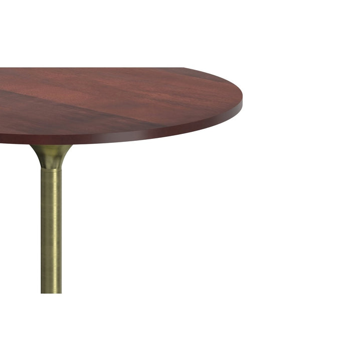 Radford Dining Table Mango Wood Round Modern Industrial Antique Brass Base Image 3