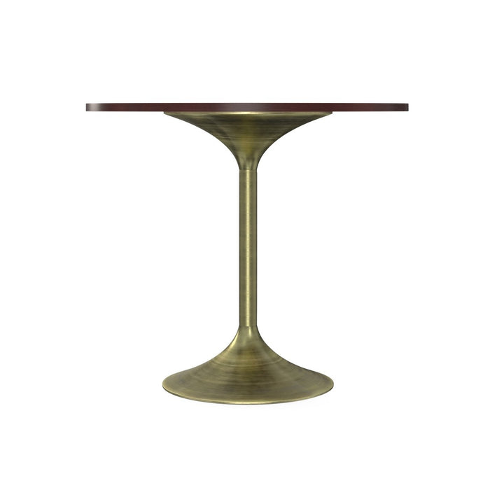 Radford Dining Table Mango Wood Round Modern Industrial Antique Brass Base Image 4