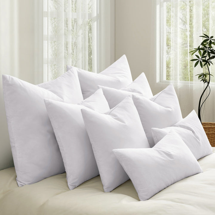 Down Feather Pillow Insert, Square Bed Pillows 12 x 20 inch, 18 x 18 inch, 20 x 20 inch, 26 x 26 inch, Set of 2 Image 1