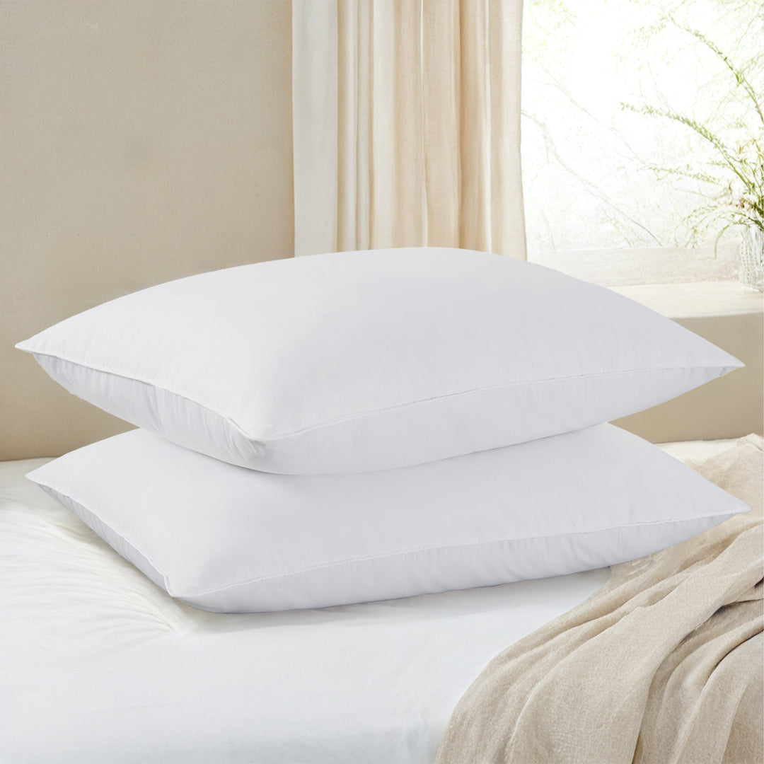 2 Pack Medium Support Goose Feather Down Bed Pillow with Breathable Cotton Cover Image 5