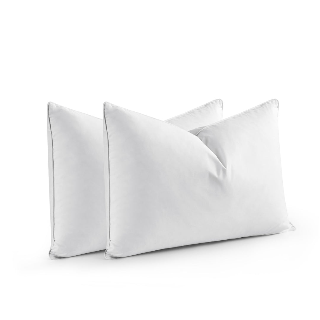 2 Pack Medium Support Goose Feather Down Bed Pillow with Breathable Cotton Cover Image 8