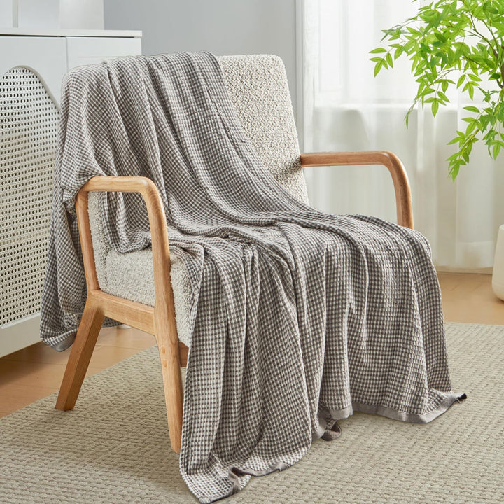 Peace Nest Lightweight Washed Ultra Soft Breathable Blanket, Waffle Weave Throw Blanket Image 1