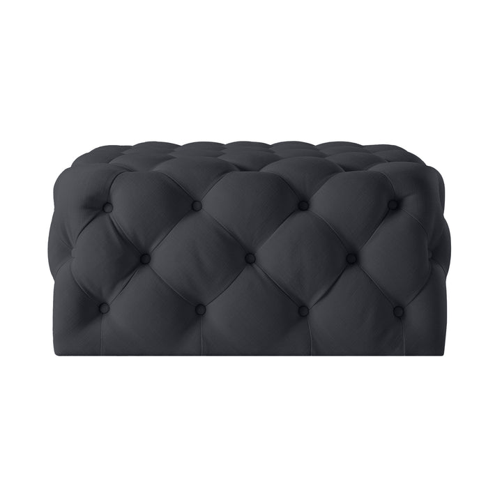 Mauricio Velvet or Linen Cocktail Ottoman-Allover Tufted-Square-Castered Legs-By Inspired Home Image 9