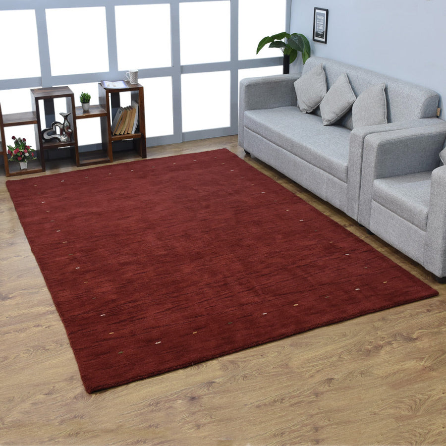 Rugsotic Hand Knotted Wool Area Rug Contemporary Red L00101 5x8 Soft Texture Image 1