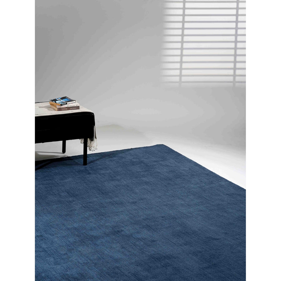 Rugsotic Hand Knotted Wool Area Rug 5x8 Solid Blue L00111 Soft Durable Image 1