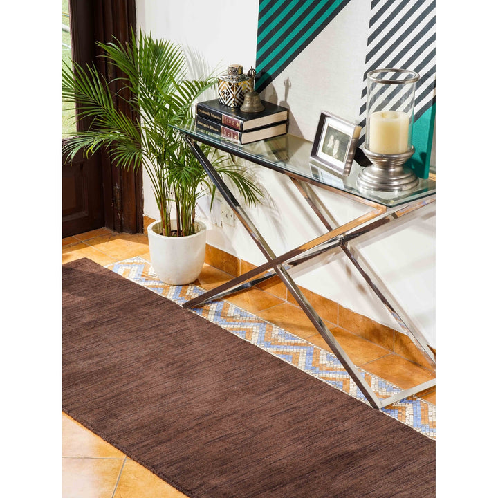 Rugsotic Hand Knotted Wool Area Rug Solid Brown 5x8 L00111 Durable Soft Texture Image 12