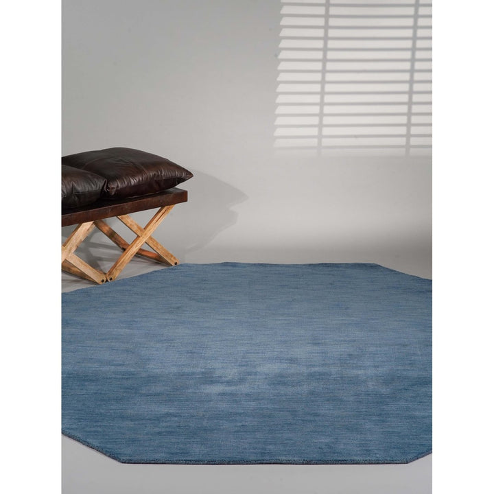 Rugsotic Hand Knotted Wool Area Rug 5x8 Solid Blue L00111 Soft Durable Image 7