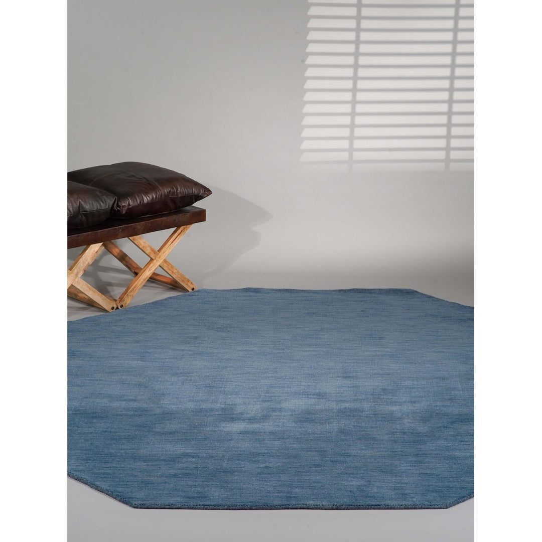 Rugsotic Hand Knotted Wool Area Rug 5x8 Solid Blue L00111 Soft Durable Image 1