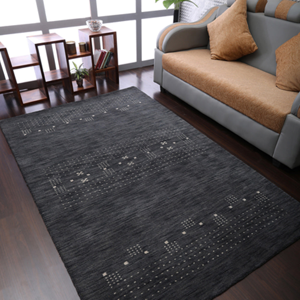 Rugsotic Hand Knotted Modern Wool Area Rug Charcoal 5x8 Indoor L00504 Image 1