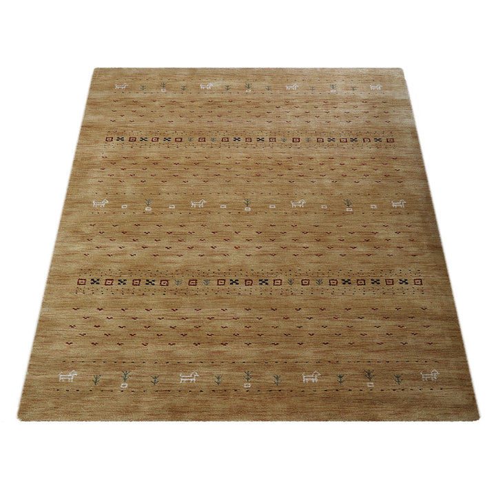 Rugsotic Hand Knotted Wool Area Rug Gold Contemporary L00585 5x8 Durable Comfort Image 3