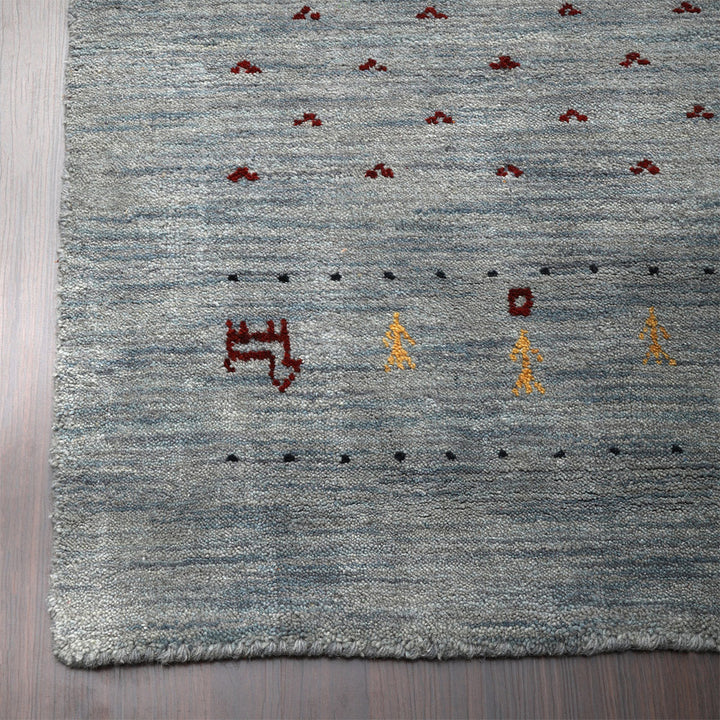 Rugsotic Hand Knotted Wool Area Rug Contemporary Light Blue L00585 5x8 Image 5