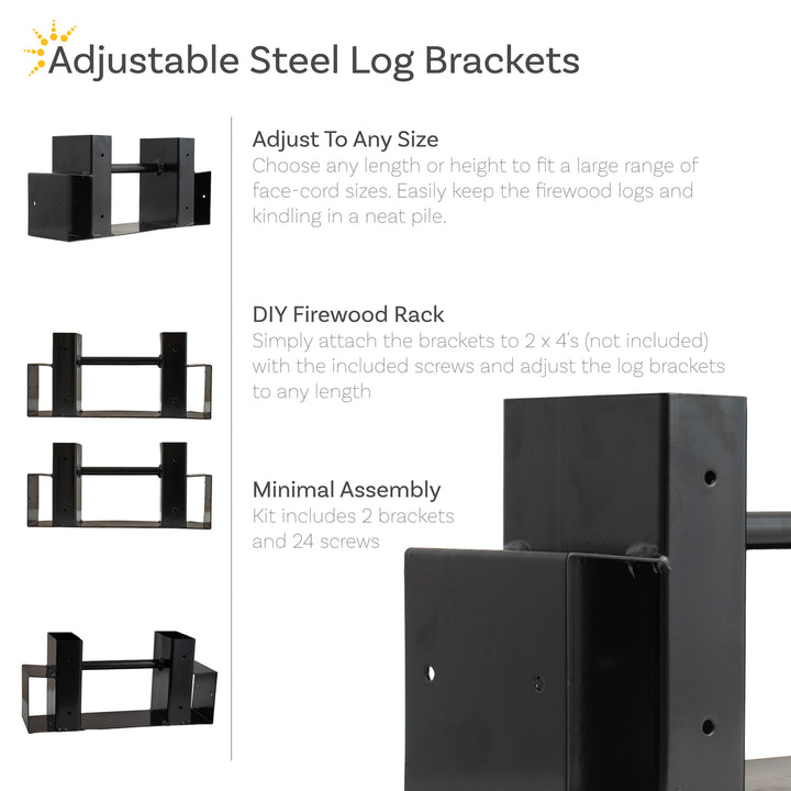 Sunnydaze Lightweight Steel Adjustable Log Storage Brackets Image 2