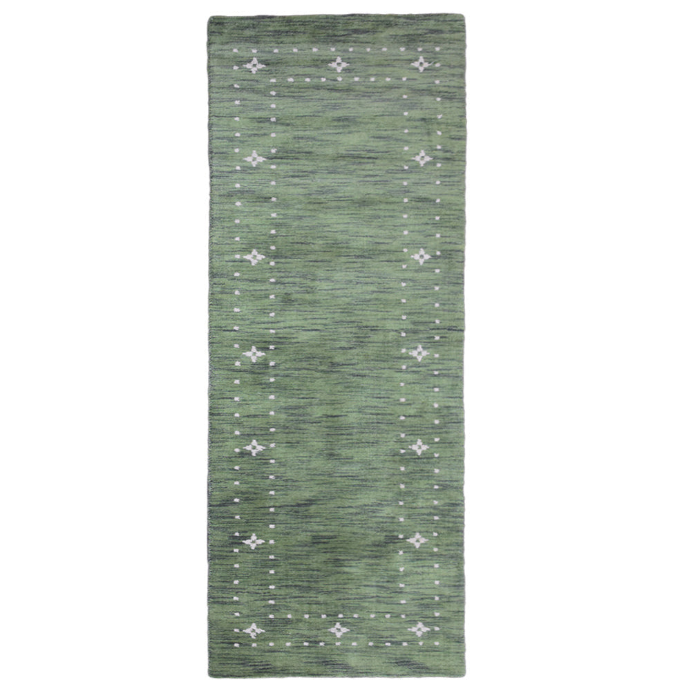 Rugsotic Carpets Hand Knotted Loom Wool 28x8 Runner Area Rug Contemporary Green L00219 Image 2