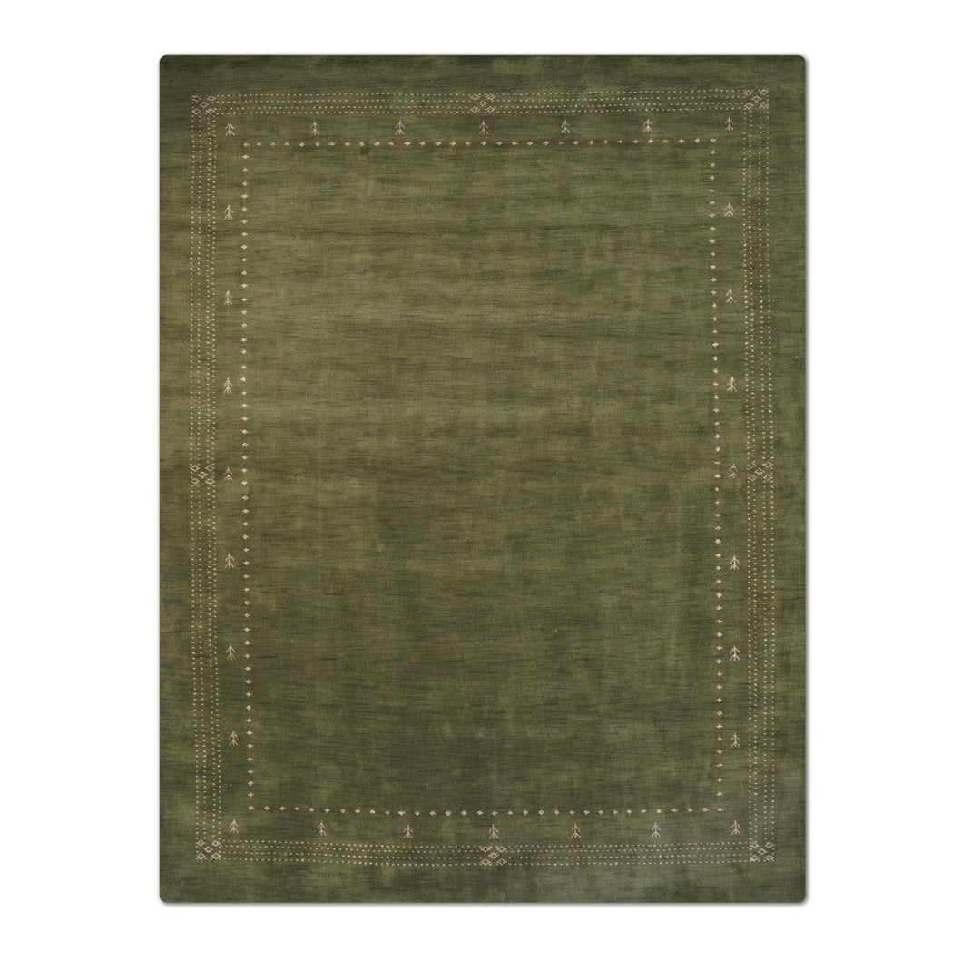 Rugsotic Hand Knotted Wool Area Rug 9x12 Contemporary Green L00508 Image 2