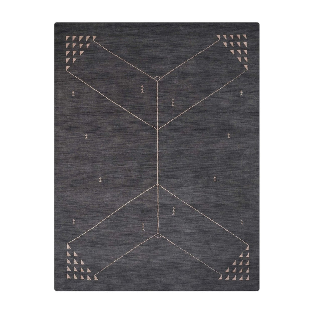 Rugsotic Carpets Hand Knotted Loom Wool 8x10 Area Rug Geometric Charcoal L00538 Image 2