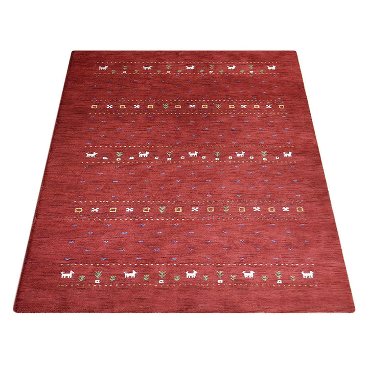 Rugsotic Hand Knotted Wool Area Rug Red 67"x910" Contemporary L00585 Image 3