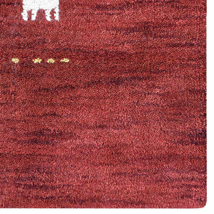 Rugsotic Hand Knotted Wool Area Rug Red 67"x910" Contemporary L00585 Image 4