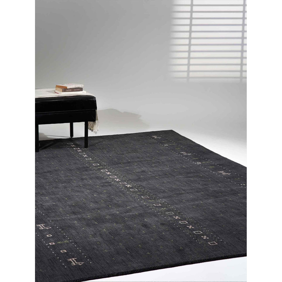 Rugsotic Hand Knotted Wool Area Rug 5x8 Charcoal Contemporary L00585 Image 1