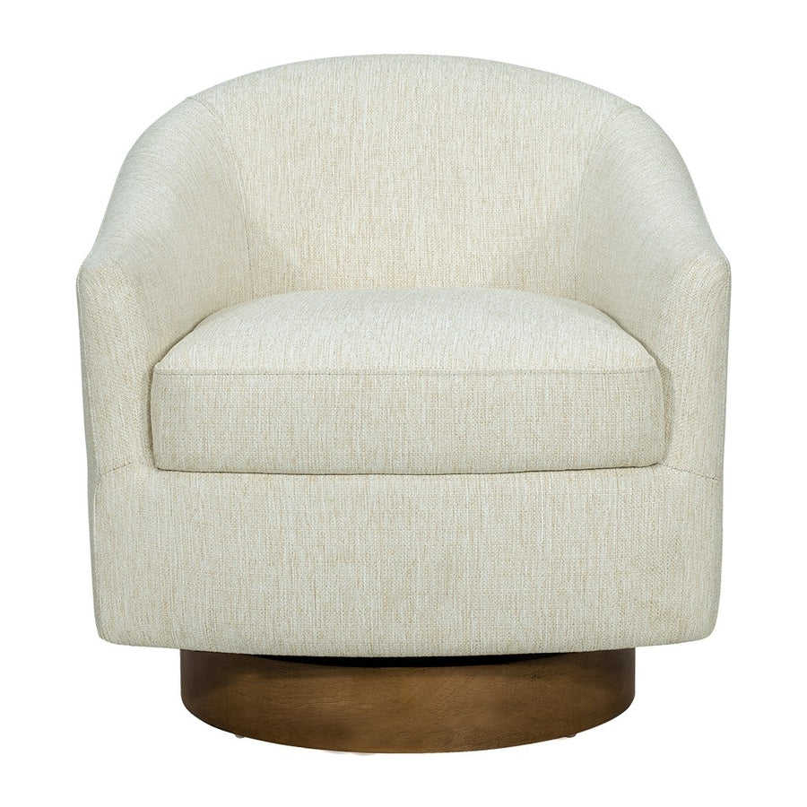 Gracie Mills Upholstered Swivel Chair Wood Base 360-Degree GRACE-15803 Beige Image 1