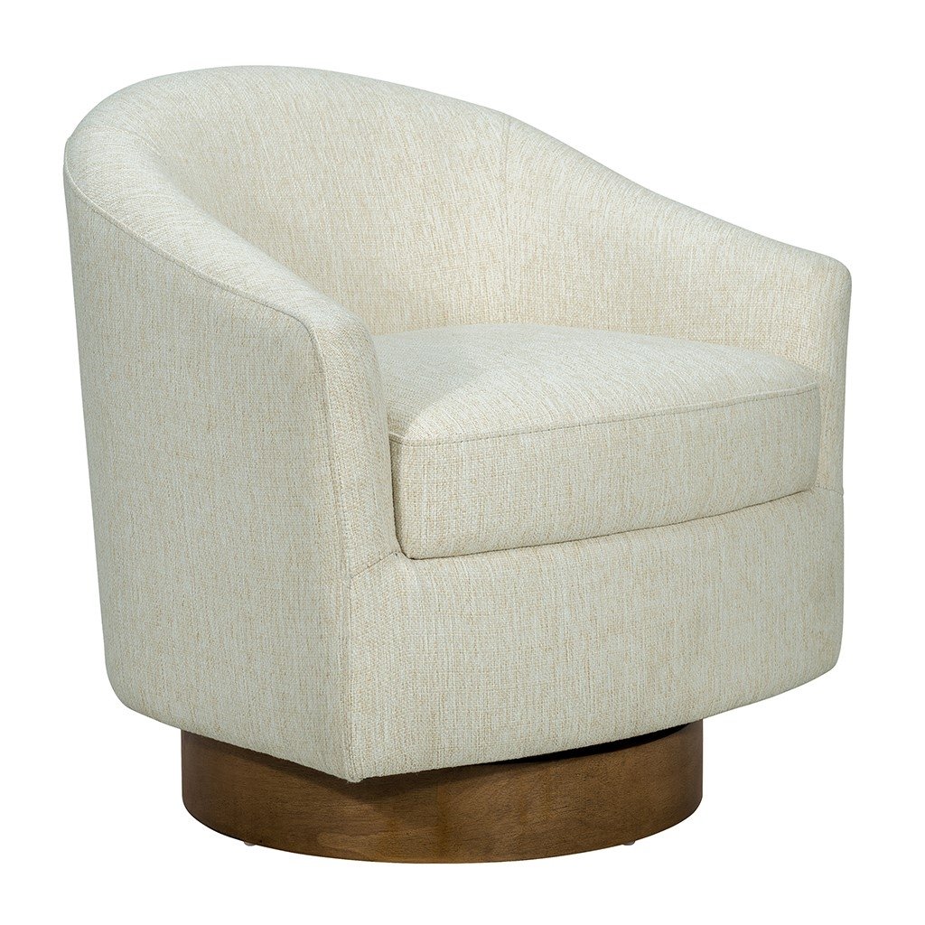 Gracie Mills Upholstered Swivel Chair Wood Base 360-Degree GRACE-15803 Beige Image 2