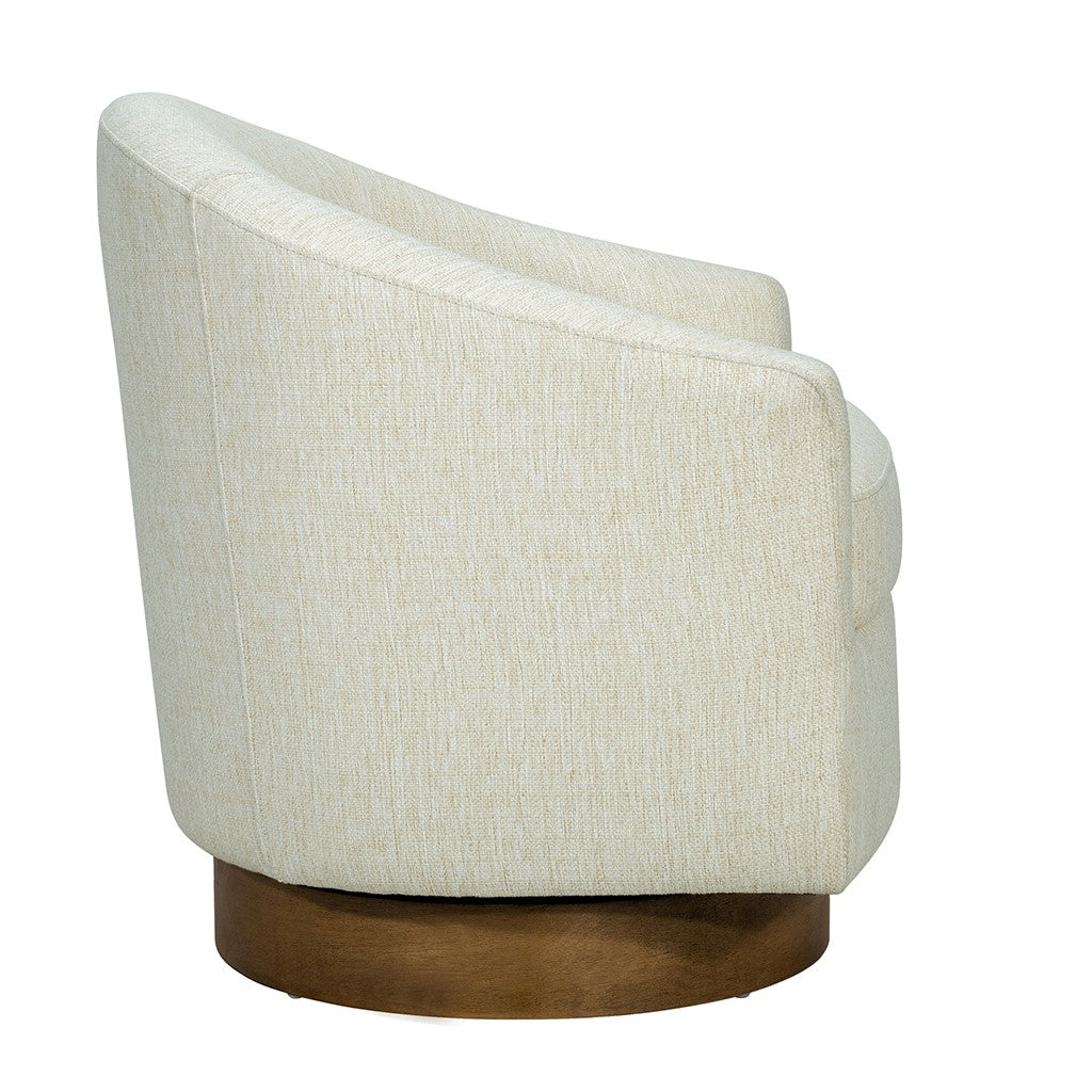 Gracie Mills Upholstered Swivel Chair Wood Base 360-Degree GRACE-15803 Beige Image 3