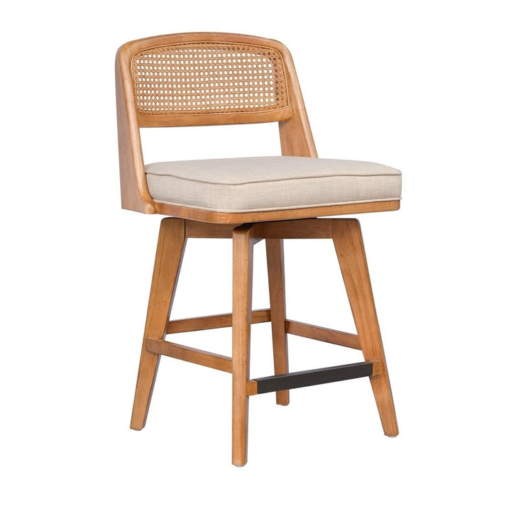 Gracie Mills Lillian Counter Stool Rattan Back Swivel Seat Solid Wood GRACE-15864 Image 2