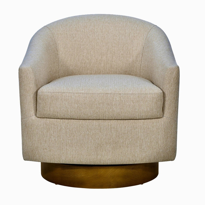 Gracie Mills Upholstered Swivel Chair Wood Base 360-Degree GRACE-15803 Beige Image 5