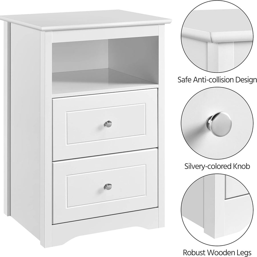 Yaheetech Nightstand with 2 Drawer and 1 Open Shelf, 29" Tall Bedside Table Wooden Flie Cabinet Telephone Table Bed Side Image 1