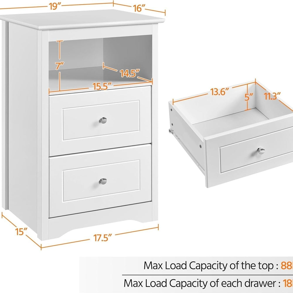 Yaheetech Nightstand with 2 Drawer and 1 Open Shelf, 29" Tall Bedside Table Wooden Flie Cabinet Telephone Table Bed Side Image 2