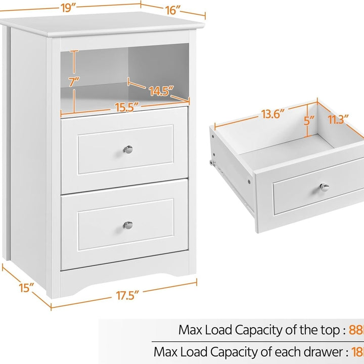 Yaheetech Nightstand with 2 Drawer and 1 Open Shelf, 29" Tall Bedside Table Wooden Flie Cabinet Telephone Table Bed Side Image 2