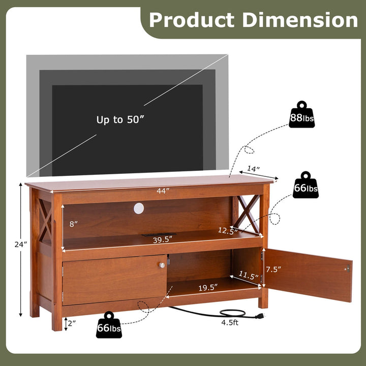 44 TV Stand Console Wooden Storage Cabinet Shelf Media Center Television Stand Image 3