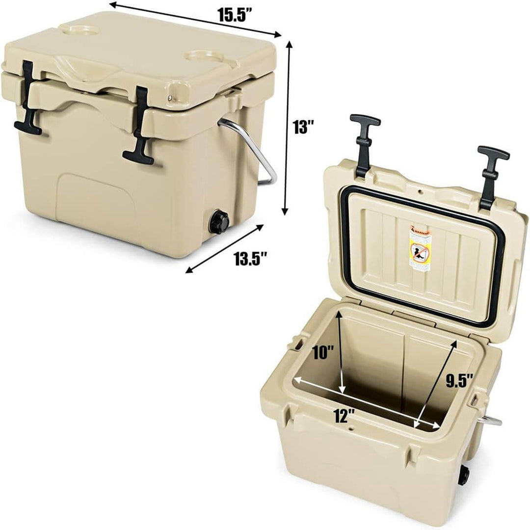 16 Quart Cooler Portable Ice Chest Leak-Proof 24 Cans Ice Box for Camping Khaki Image 3