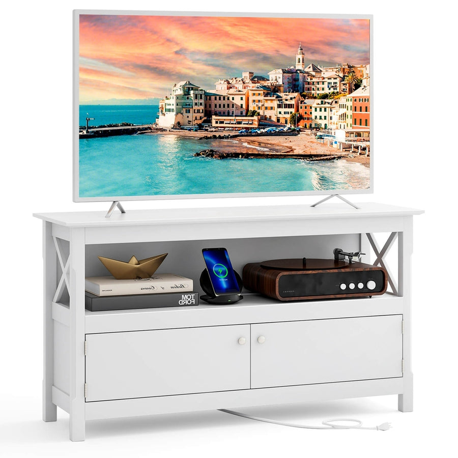 Modern Free Standing TV Cabinet Wooden Console Media Entertainment Center Image 1