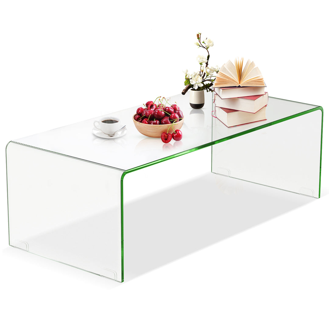 Tempered Glass Coffee Table Accent Cocktail Side Table Living Room Furniture Image 1