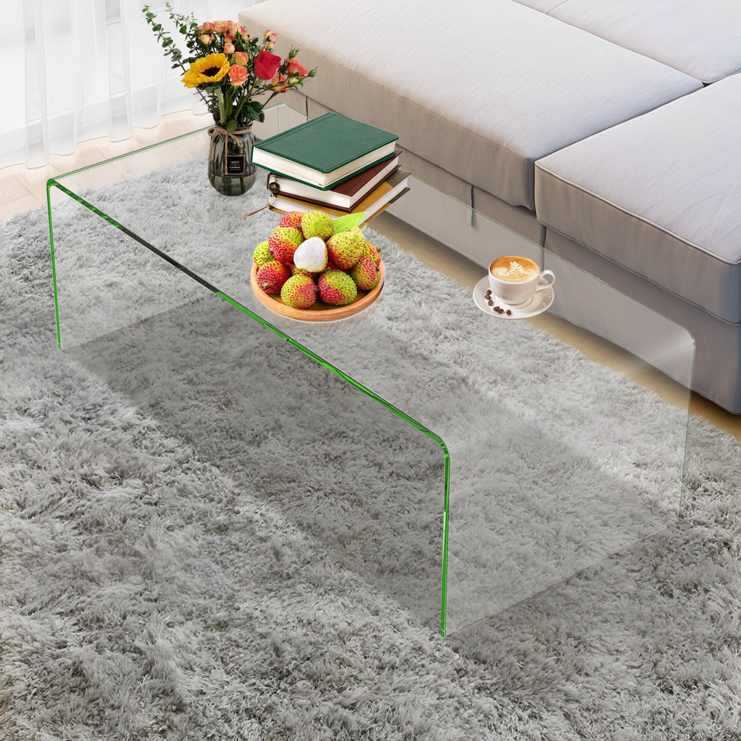 Tempered Glass Coffee Table Accent Cocktail Side Table Living Room Furniture Image 2