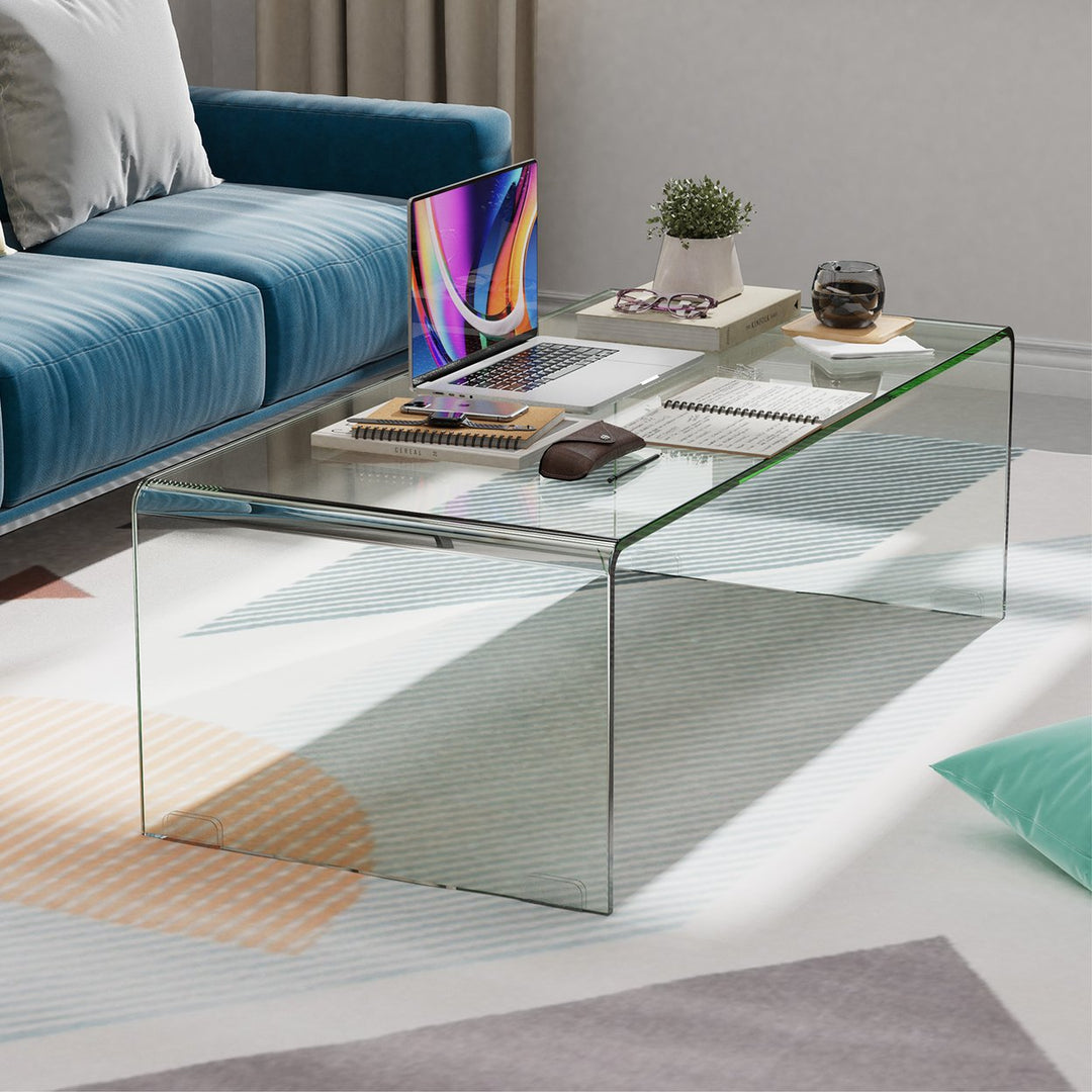 Tempered Glass Coffee Table Accent Cocktail Side Table Living Room Furniture Image 5