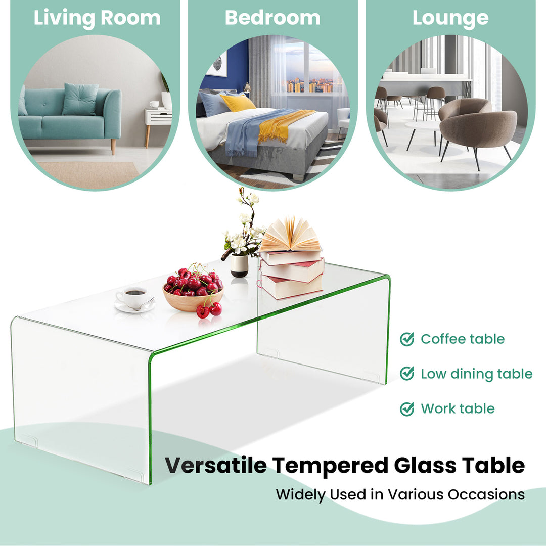 Tempered Glass Coffee Table Accent Cocktail Side Table Living Room Furniture Image 6