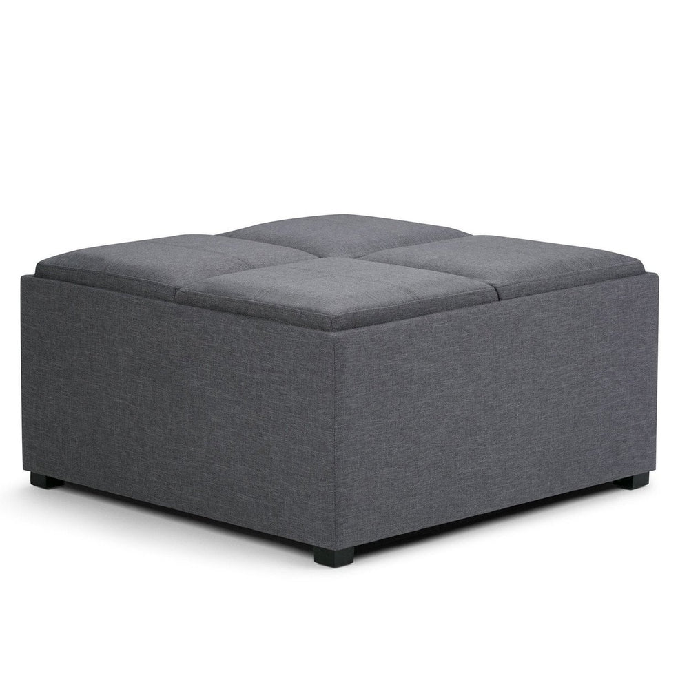 Avalon Linen Storage Ottoman Coffee Table 35x35 Large Square Multi-Functional Image 2