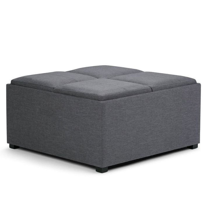 Avalon Linen Storage Ottoman Coffee Table 35x35 Large Square Multi-Functional Image 1