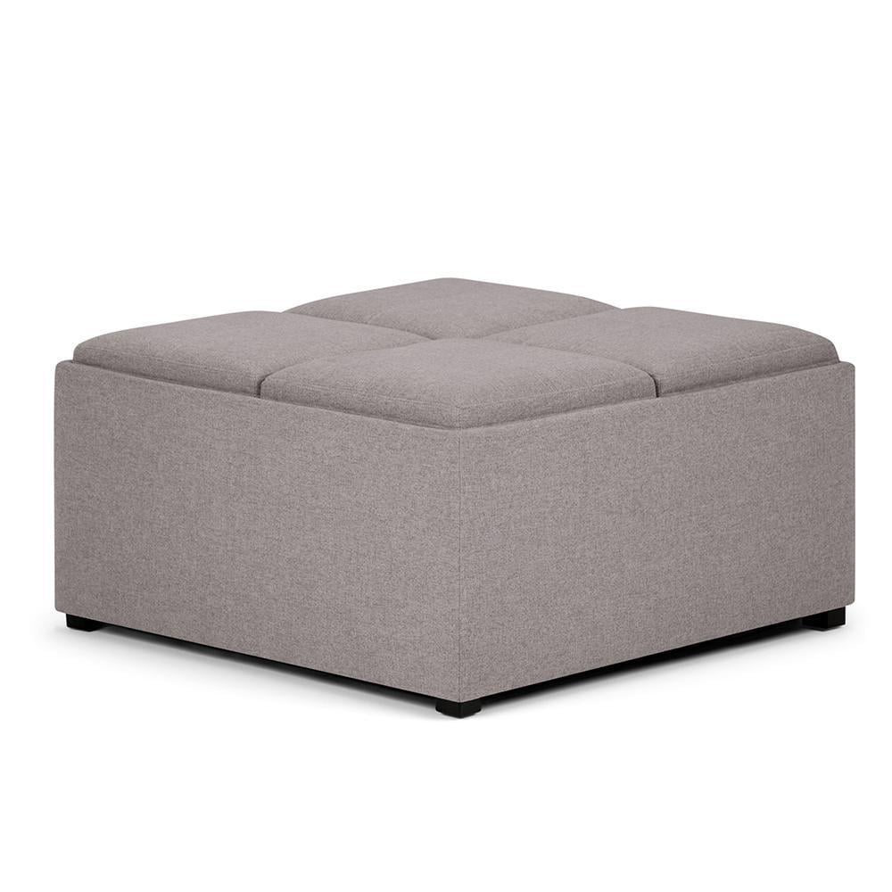 Avalon Linen Storage Ottoman Coffee Table 35x35 Large Square Multi-Functional Image 1