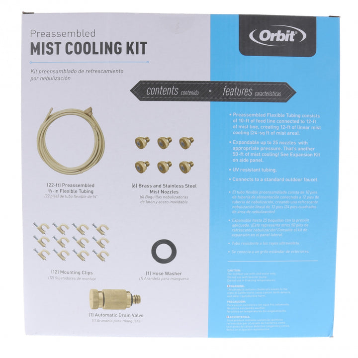 Orbit Preassembled Mist Cooling Kit Outdoor Patio Pool 6 Nozzles 10 Feet Image 3