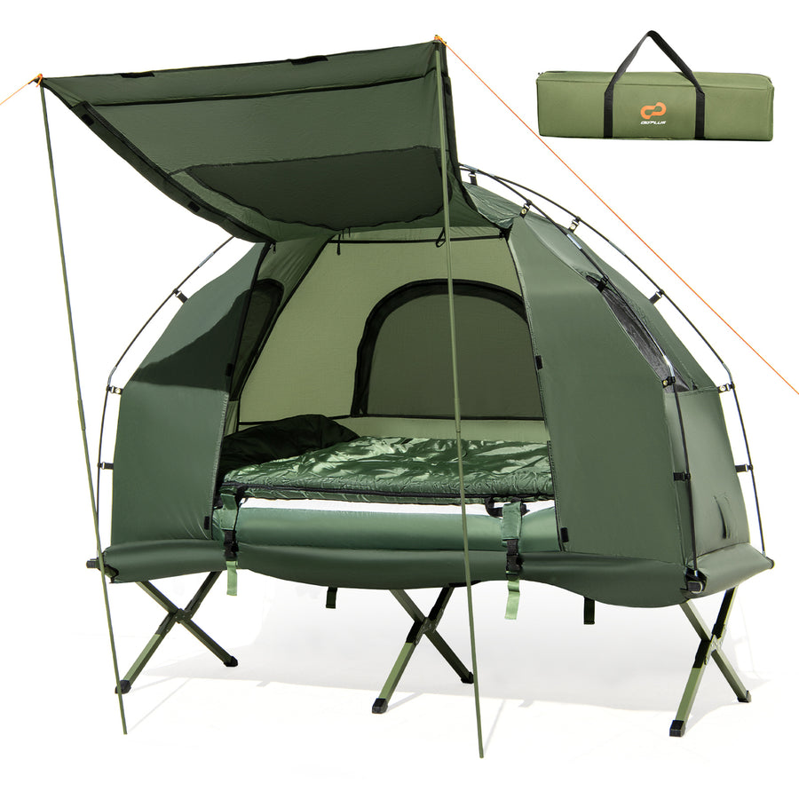 1-Person Compact Portable Pop-Up Tent/Camping Cot w/ Air Mattress and Sleeping Bag Image 1