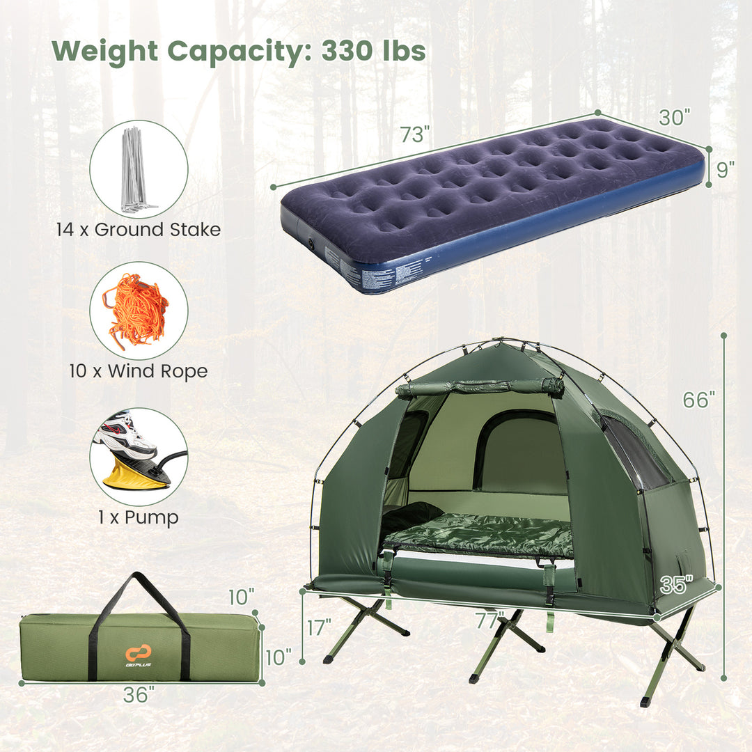 1-Person Compact Portable Pop-Up Tent/Camping Cot w/ Air Mattress and Sleeping Bag Image 3