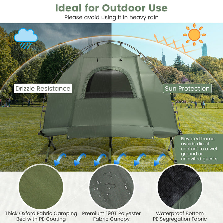 1-Person Compact Portable Pop-Up Tent/Camping Cot w/ Air Mattress and Sleeping Bag Image 7