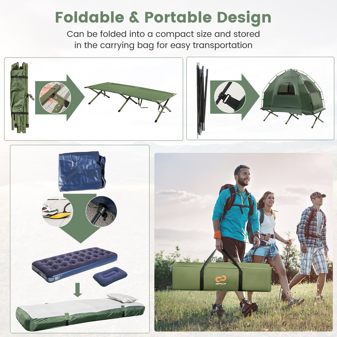 1-Person Compact Portable Pop-Up Tent/Camping Cot w/ Air Mattress and Sleeping Bag Image 10