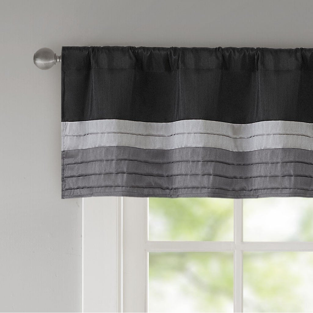 Gracie Mills Nixon Polyoni Pintuck Window Valance GRACE-60 60 Inch Rod Pocket Image 1