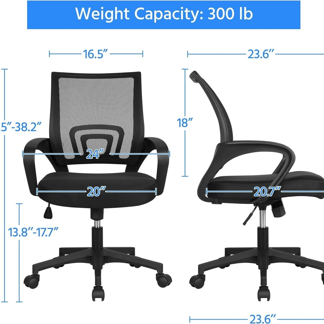 Yaheetech Office Chair Ergonomic Computer Chair Mid Back Adjustable Desk Chair with Lumbar Support Armrest, Swivel Image 3