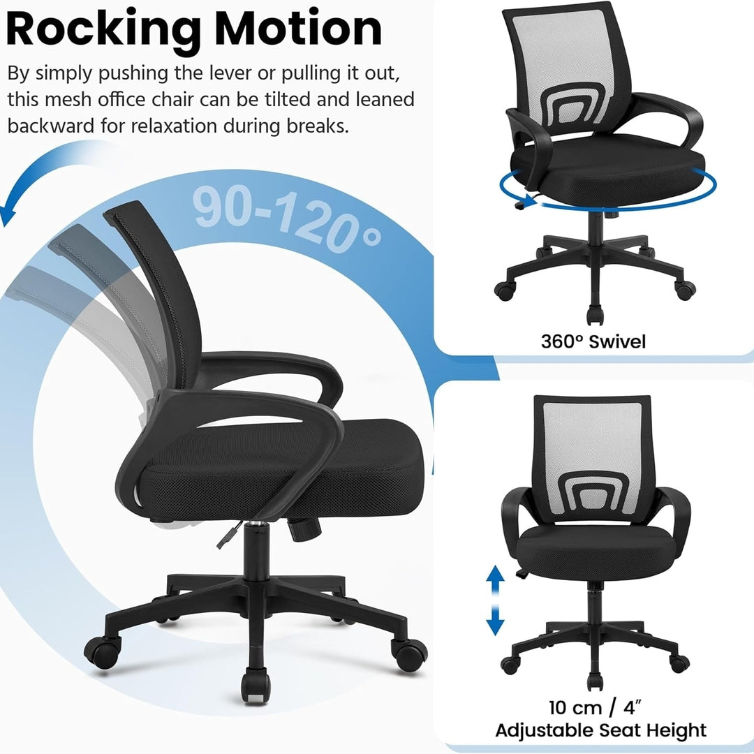 Yaheetech Office Chair Ergonomic Computer Chair Mid Back Adjustable Desk Chair with Lumbar Support Armrest, Swivel Image 4